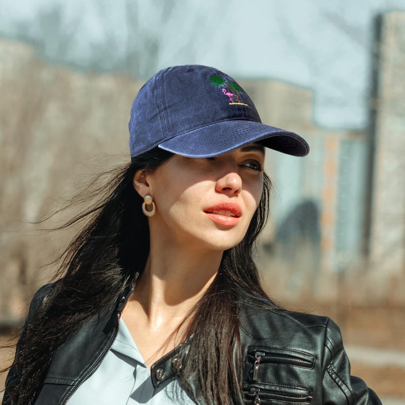 RLQWTKV Flamingo Beach Palm Tree Baseball Hat for Women Men Bees Adjustable Embroidered Cap - Image 2